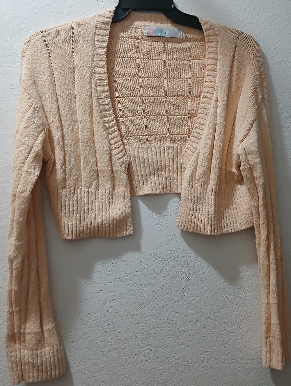 free people F P beach Cropped Open-Front Cardigan Sweater in Soft Peach